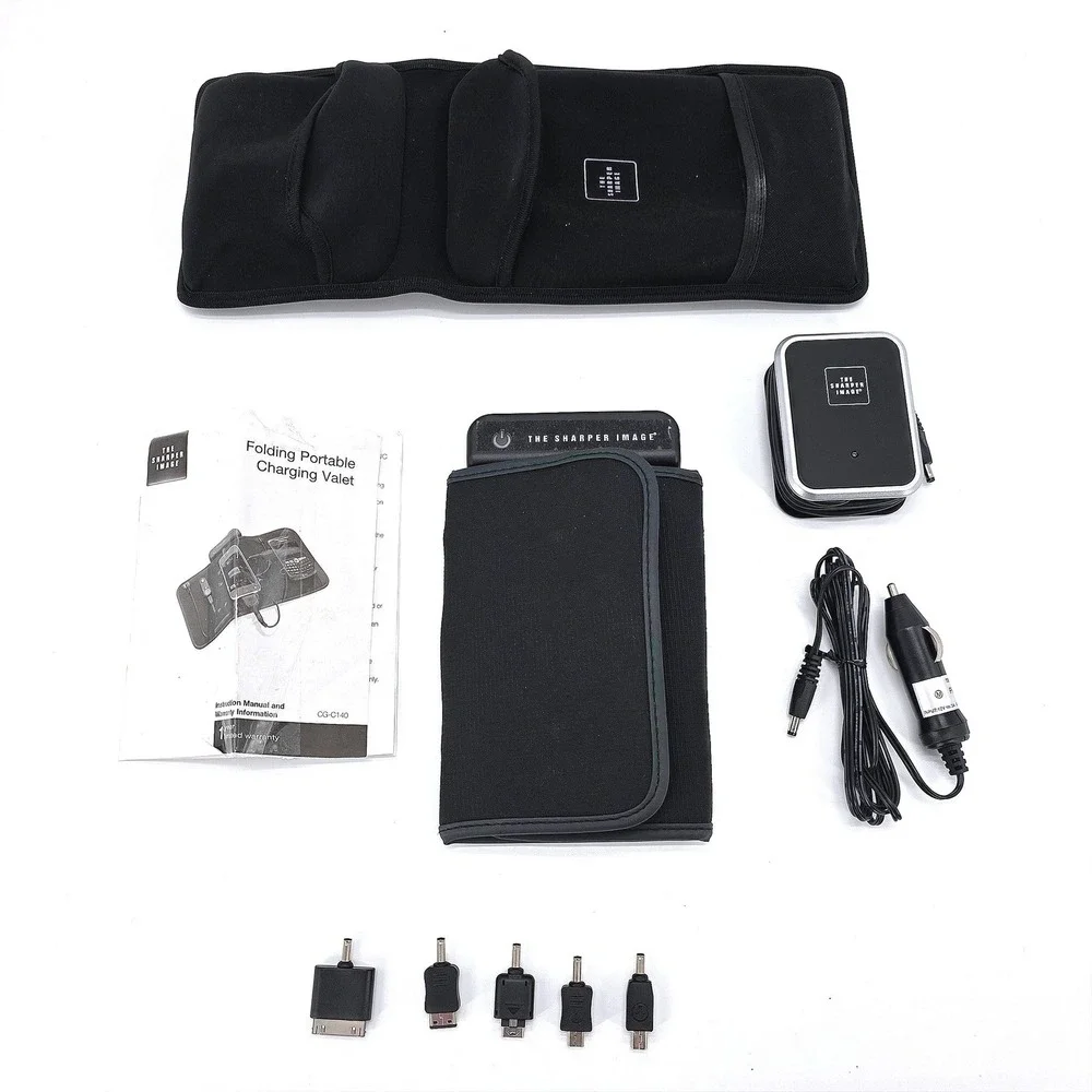 Sharper Image Folding Portable Charging Valet CG-C140 Black Travel‎ Kit AC DC